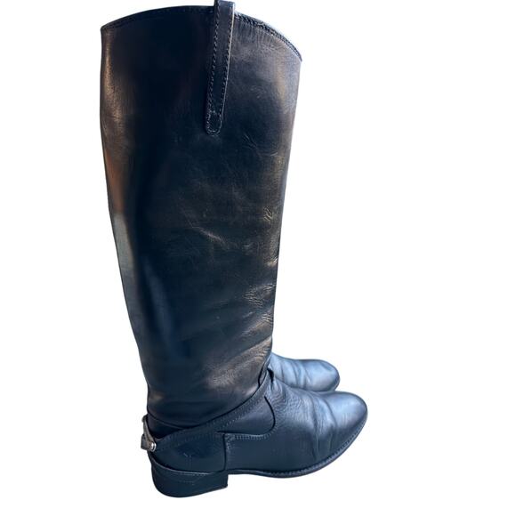 Frye Lindsay Vintage Plate Leather Knee-High Riding Boot Black Sz 7.5 - Picture 1 of 13